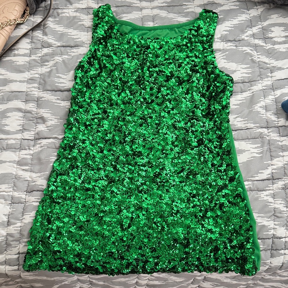Green Sequin Sleeveless Dress